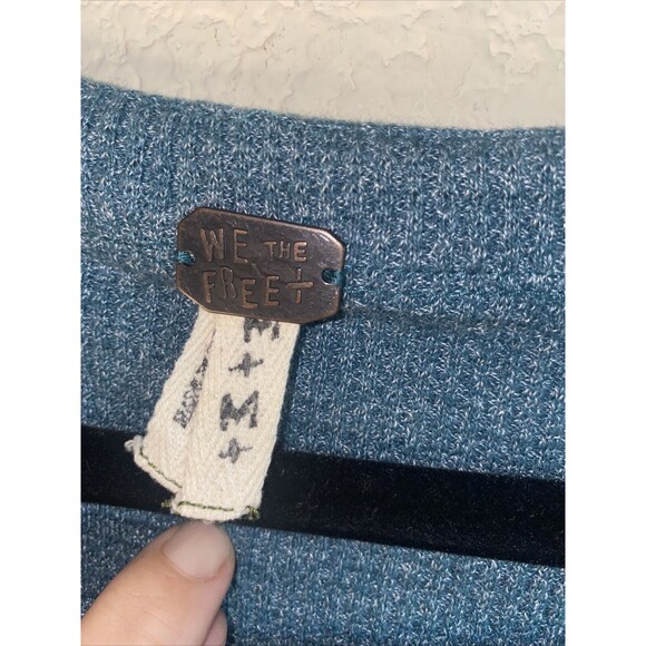 We The Free Sweater Boho thermal Paisley patchwork Drop Shoulder M hippie - Picture 5 of 10